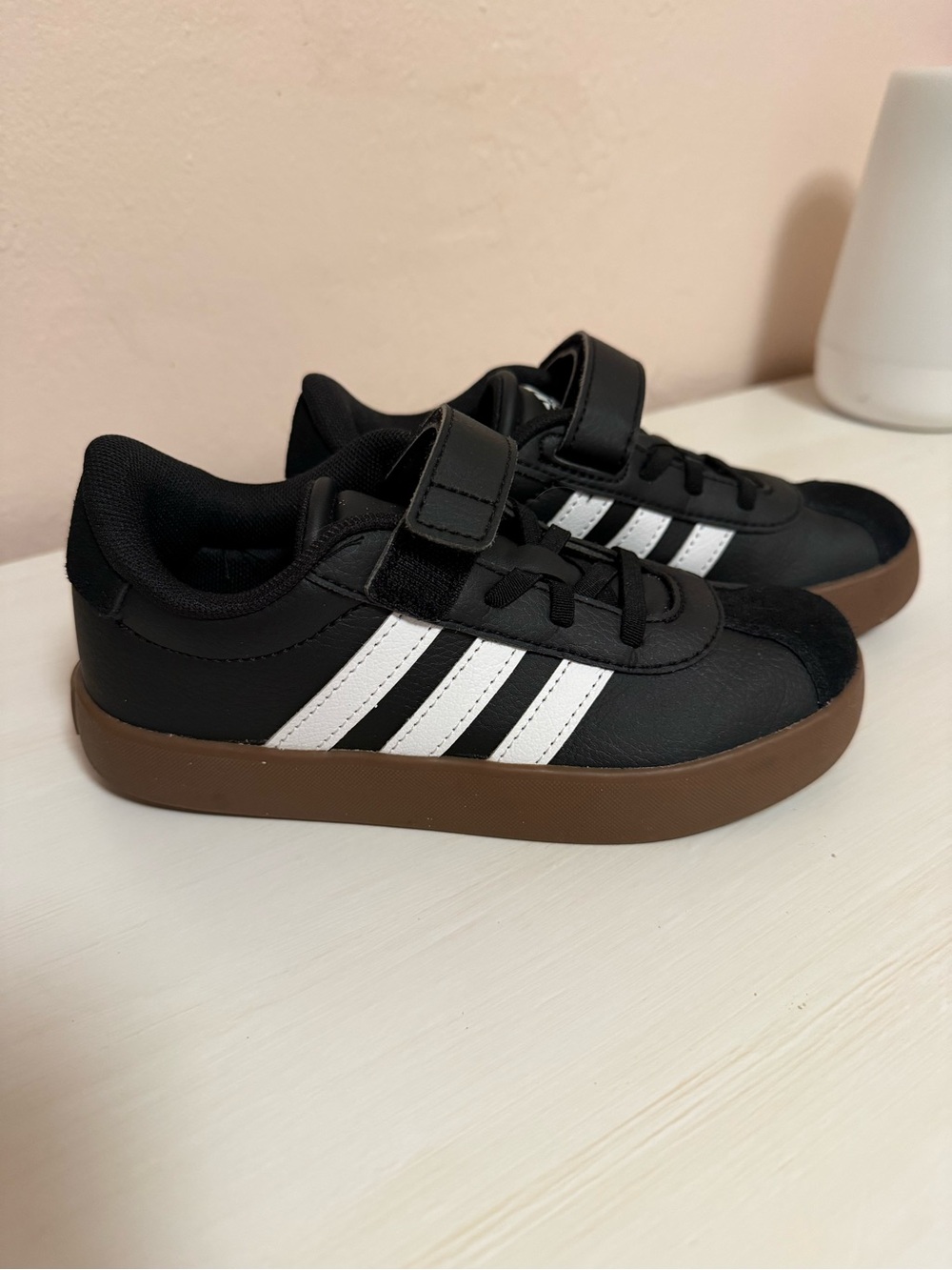 adidas Unisex-Kids VL Court 3.0 Elastic Lace, Black/White/Black, 13K
